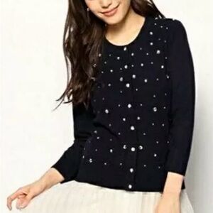 NWT Kate Spade Night Sky Rhinestone Wool/ Cashmere Cardigan Sweater sz S
